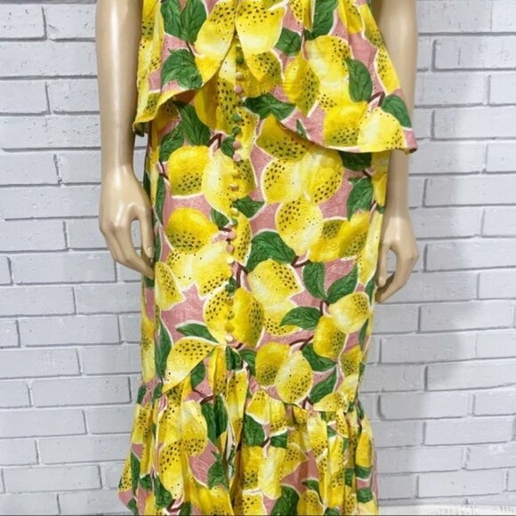 Farm‎ Rio Fresh Lemons Ruffle Midi Dress - Picture 13 of 13